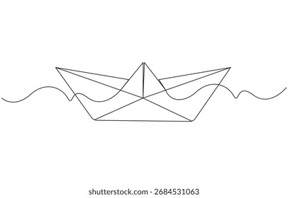 Paper Boat continuous line drawing,5