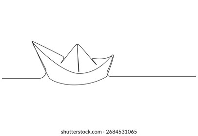 Paper Boat continuous line drawing,5