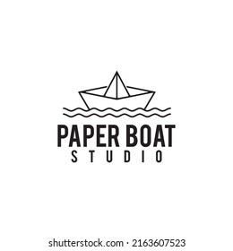 Paper Boat Creative Studio Vector Logo Design