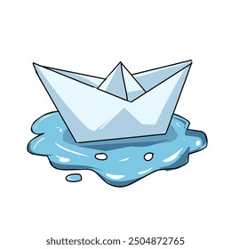 paper boat design vector on water 