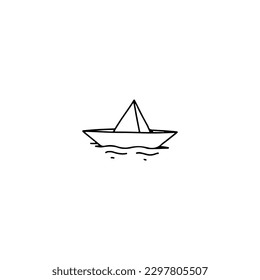 paper boat doodle illustration vector