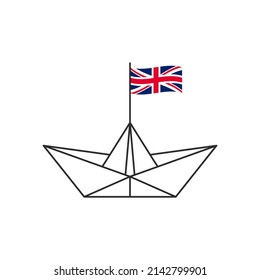 Paper boat. A boat with the flag of Great Britain. Vector illustration