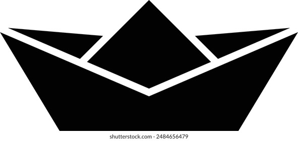 Paper Boat flat black vector icon.