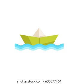 Paper boat flat icon vector illustration
