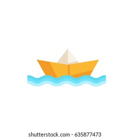 Paper boat flat icon vector illustration