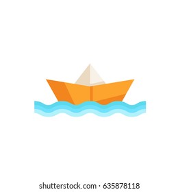Paper boat flat icon vector illustration