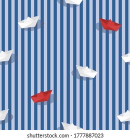 Barco de papel flotando en el agua. Ilustración vectorial sin inconvenientes.