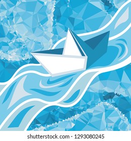 Paper boat floating