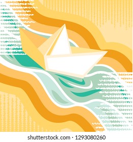 Paper boat floating