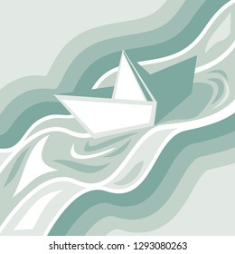 Paper boat floating