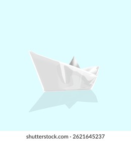 a paper boat floating on the water with a blue background
