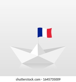 Paper Boat With French Flag