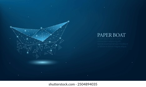 Paper boat in the geometric style