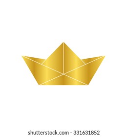 paper boat - gold vector icon