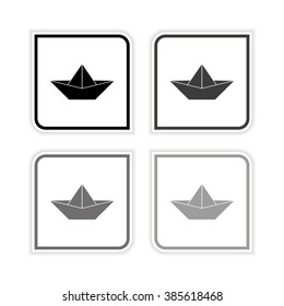 paper boat  - grayscale vector icon
