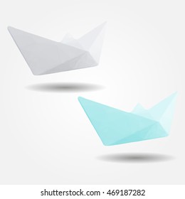 Paper boat high poly flat triangle polygon vector eps10