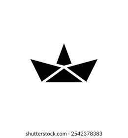 Paper Boat icon Black and white outline vector