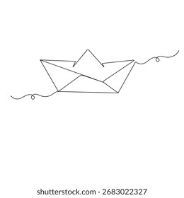 Barco de papel   ícone   desenho contínuo de uma linha da ilustração de vetor de contorno 