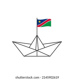 Paper boat icon. A boat with the flag of Namibia. Vector illustration