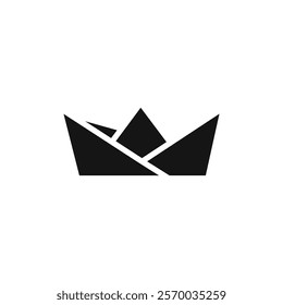 Paper Boat icon Flat simple outline set