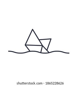 Paper boat icon isolated on white background. Watercraft symbol modern, simple, vector, icon for website design, mobile app, ui. Vector Illustration