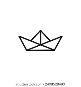 Paper boat icon isolated on white background