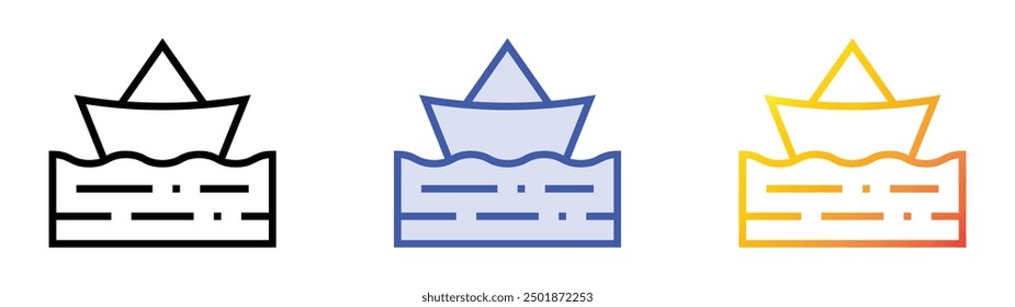 paper boat icon. Linear, Blue Fill and Gradient Style Design Isolated On White Background