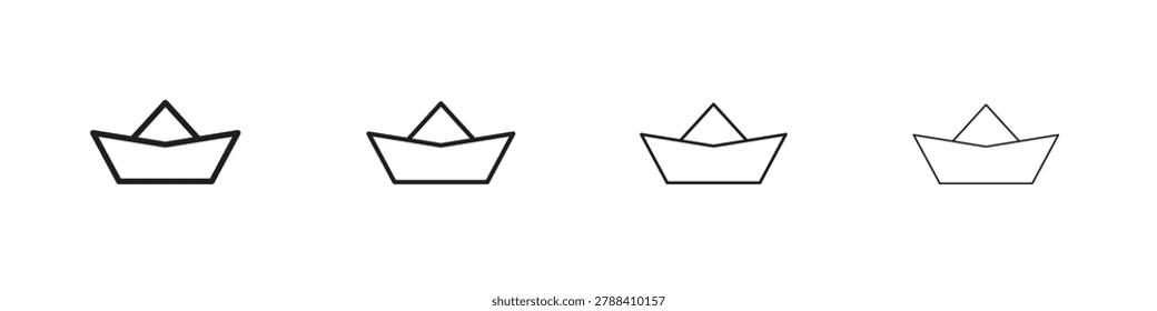 Paper boat icon, linear icon with editable stroke