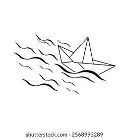 Paper boat icon. Linear and style. Vector icon.