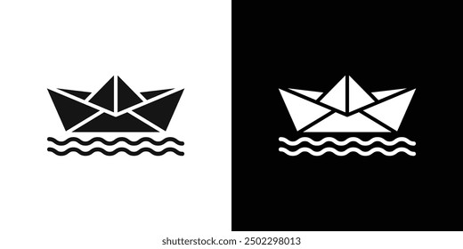 paper boat icon logo set vector