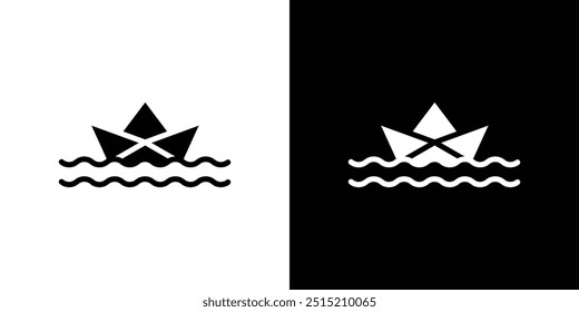 Paper boat icon logo set vector