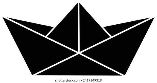 Paper boat icon. Origami paper ship sign. Origami boat symbol. flat style.