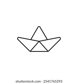 Paper boat icon Outline set in black and white color