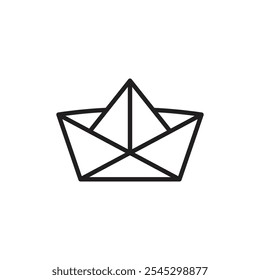 Paper Boat icon outline set sign