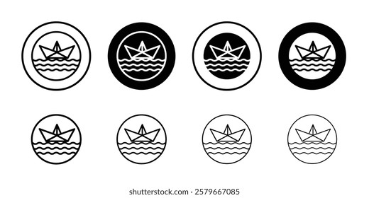 Paper boat icon Outline thin set pack series