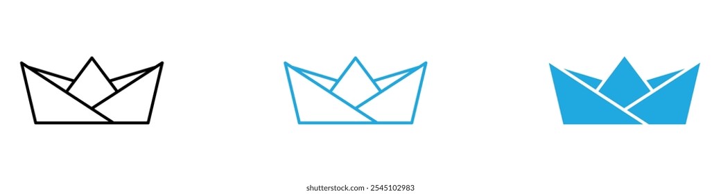 Paper Boat Icon Set Vector illustration in black