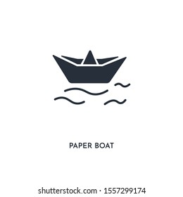 paper boat icon. simple element illustration. isolated trendy filled paper boat icon on white background. can be used for web, mobile, ui.