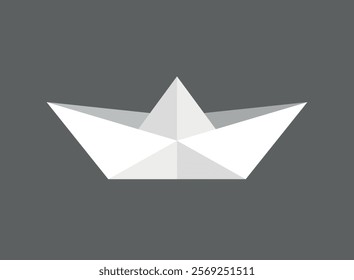 Paper boat icon. Symbol of travel or sailing, change or freedom. Children's symbol of hope. A boat folded from a sheet of paper or newspaper.