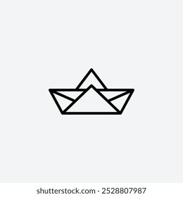 Paper boat icon in tree different line stroke sizes.
