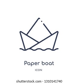 paper boat icon from user interface outline collection. Thin line paper boat icon isolated on white background.