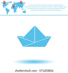 Paper boat  icon. Vector design.