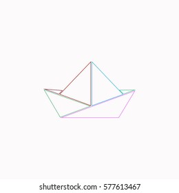 Paper boat  icon Vector design. Colored illustration.