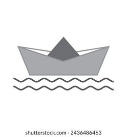 paper boat icon vector flat line illustration