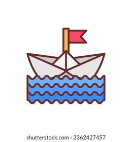 Paper Boat icon in vector. Illustration