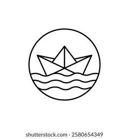 Paper boat icon Vector logo set flat