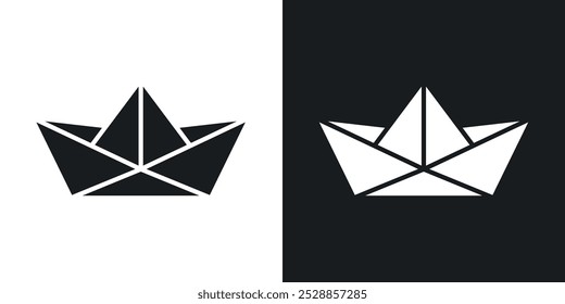 Paper boat icons. solid style vector