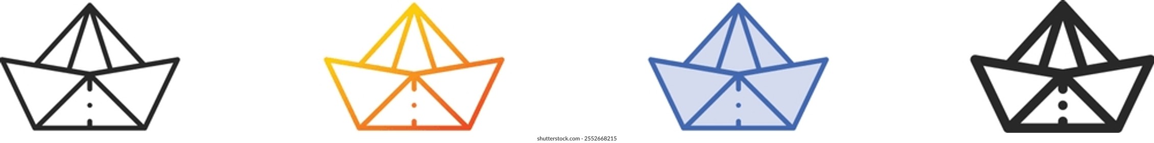 paper boat icon.Thin Linear, Gradient, Blue Stroke and bold Style Design Isolated On White Background