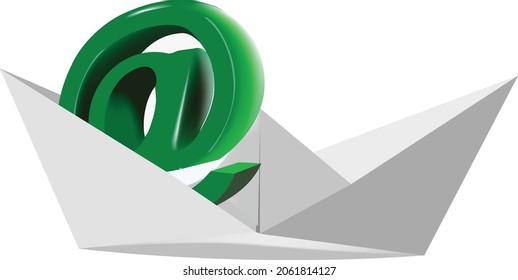 paper boat with internet sign