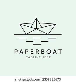 paper boat line art logo vector minimalist illustration design 