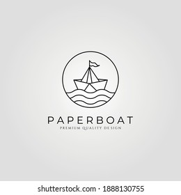 paper boat line art minimalist logo vector symbol illustration design